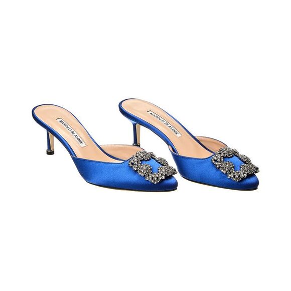 Manolo Blahnik Hangisimu 50 Satin Pump (Authentic Pre-Loved), Blue - Picture 1 of 5